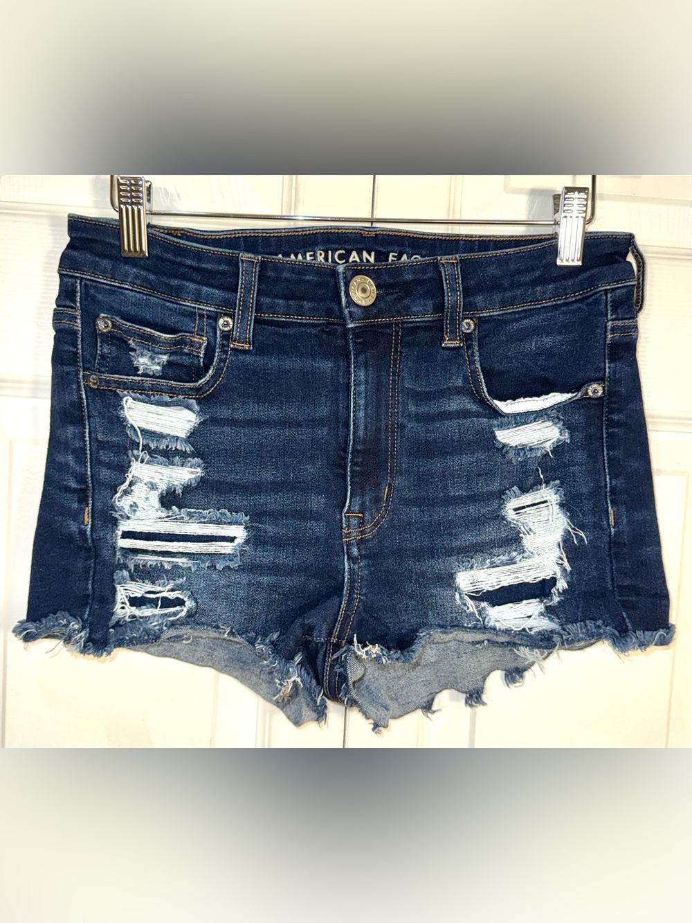 American Eagle Hi-Rise Shortie Distressed Denim Shorts Size 6
